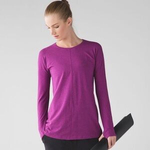 Lululemon Trapeze Long Sleeve pima cotton tee Heathered Regal Plum fuchsia 6